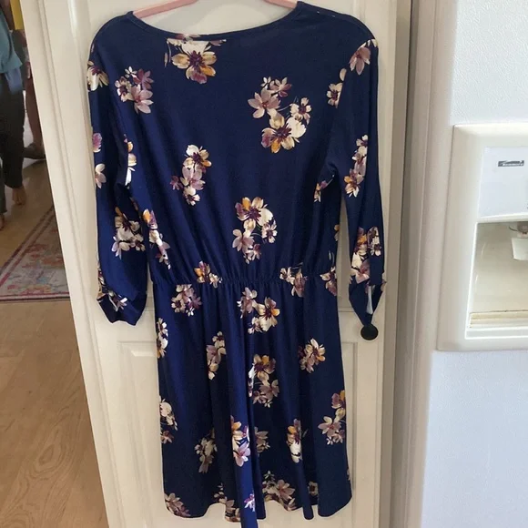 French Grey dress navy with florals medium - Picture 3 of 6